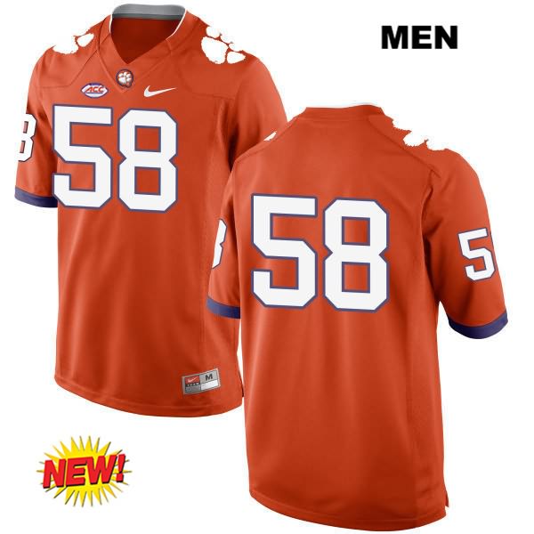 Men's Clemson Tigers #58 Patrick Phibbs Stitched Orange New Style Authentic Nike No Name NCAA College Football Jersey CCS2146RS